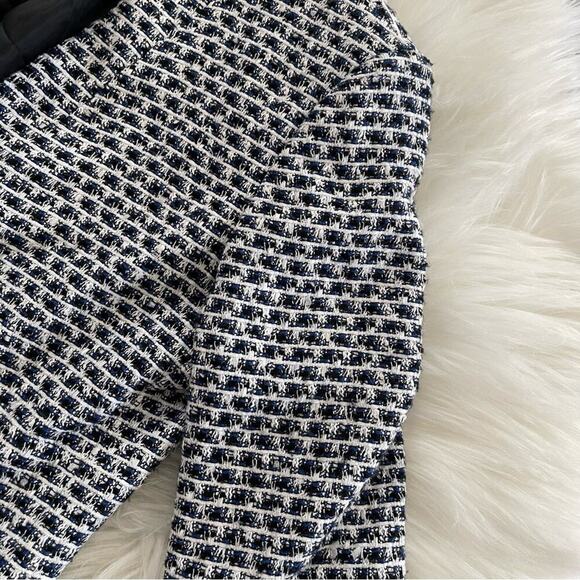 Calvin Klein Tweed White & Blue Dressy Trench Coat Jacket 6 Petite - Picture 2 of 7